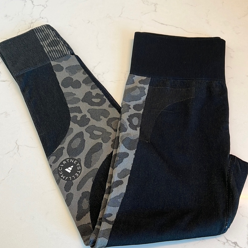 Adidas by Stella McCartney Black and Gray Leopard Leggings